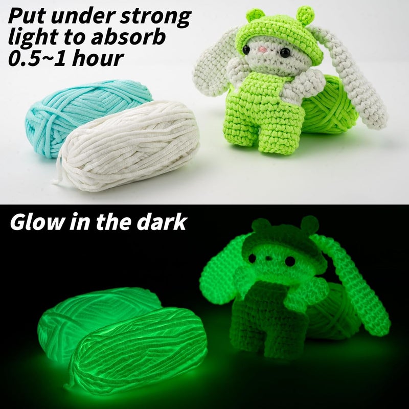HEJIN 120g Glow in The Dark Yarn for Crocheting and Knitting; 120m(144yds) Yarn for Beginners with Easy-to-See Stitches; Worsted-Weight Medium #4; Yarn for Beginners Crochet Kit Making - Image 3